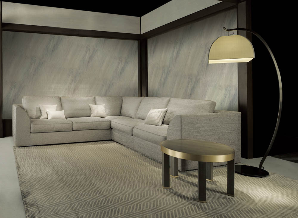 Armani Casa Tapete Tosca 9011 in Gold, Silber und Grau mit abstraktem Streifenmuster - Bild 1