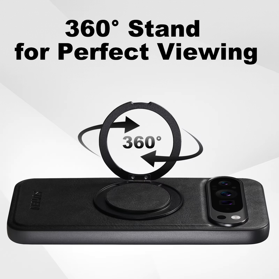 SUTENI PU-Leder Handyhülle mit 360 Grad drehbarem Standfuß und kabellosem Laden für Google Pixel 9XL, 8Pro, 7A und 6 in Schwarz oder Blau - Bild 2