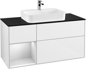 V&B Waschtischunterschrank Finion mit Wandbeleuchtung, Farbe Weiß lackiert, Breite: 120 cm, Tiefe: 50,1 cm, Höhe: 50,1 cm - Bild 1