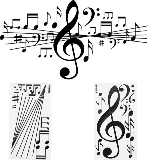 OutsideWorld Musiknoten Wandsticker in Schwarz zur dekorativen DIY Wandgestaltung - Bild 1