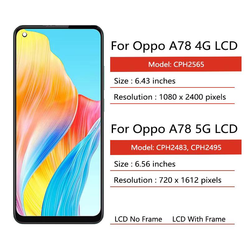 Oppo A78 4G/5G AMOLED Display Ersatz mit Touchscreen Digitizer Baugruppe in Schwarz - Bild 2