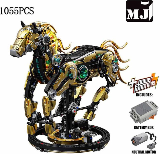 MJ BLOCK Pferde-Bausteine, Mechanisches Modell, 1055 Teile - Bild 1