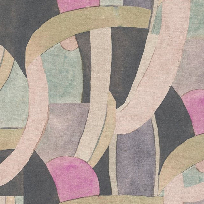 Profhome Grafik Tapete 782142 Heißgeprägte Vliestapete mit abstraktem Muster in Beige, Anthrazit, Rosa und Pastell-blau, 5,33 m2 - Bild 1