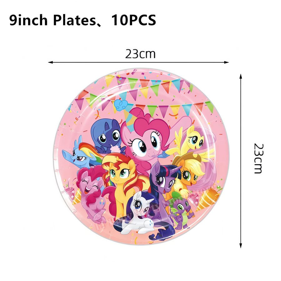 Hasbro My Little Pony Party-Dekorationsset in Multicolour mit Tellern, Bechern, Servietten, Ballons und Banner für Mädchen-Geburtstage und Babypartys - Bild 2