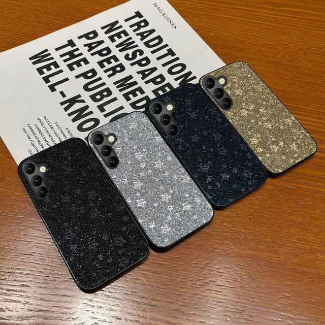 Luxuriöse Handyhülle mit funkelnden Sternen für Samsung Galaxy A-Serie in Schwarz - Bild 1