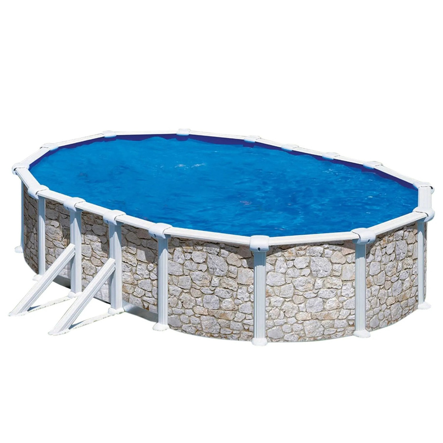 Summer Fun Stahlwandpool Oval in Blau mit Steinoptik Folie, B/T/H: 610 x 375 x 120 cm - Bild 2