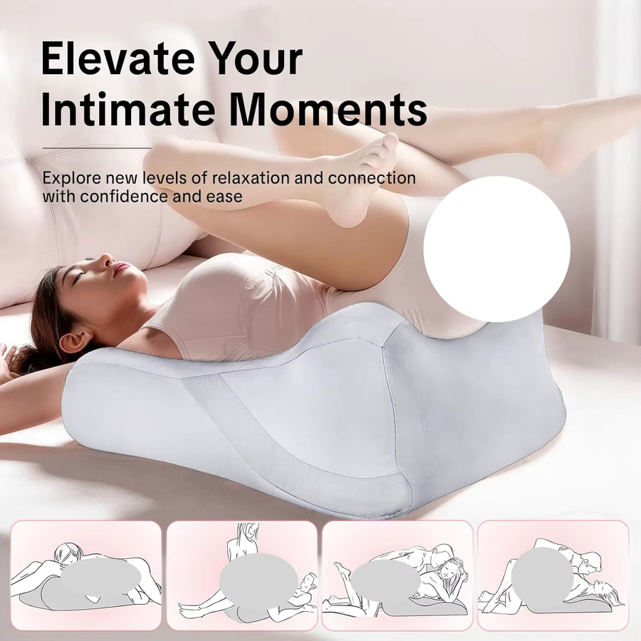 HEHUAI HT Ergonomisches Keilkissen aus Memory-Schaum mit 27 Grad Neigung zur Nacken- und Unterstützungshilfe in Grau und Weiß - Bild 2