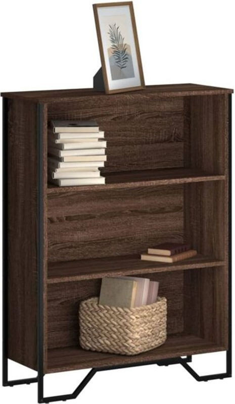 vidaxl Bücherregal in Braun Eichen-Optik aus Holzwerkstoff und Metall, Modernes Design, B/T/H: 80 x 31 x 106 cm - Bild 1