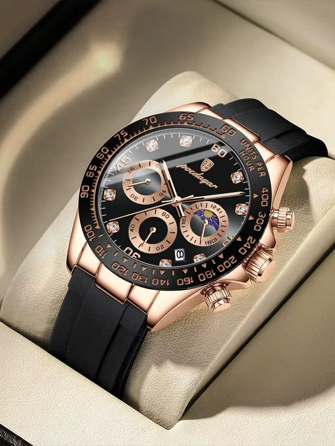 POEDAGAR Chronograph, Quarz, Silber, Silikon, Herren - Bild 7