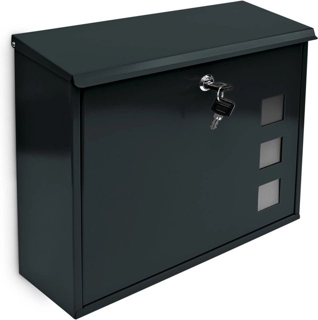 Abschließbarer Briefkasten aus Metall von Relaxdays in Schwarz, Wandmontage, B/H/T: 33 x 34,5 x 10,5 cm - Bild 1