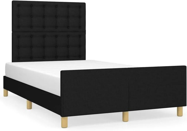 vidaXL Bettgestell mit Kopfteil in Schwarz aus Stoff und Holz, B/T/H: 118 x 120 x 203 cm - Bild 1