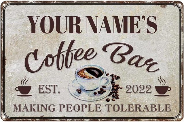Personalisiertes Retro Metallschild Hello Young Making People Tolerable in Rot als Vintage Wanddekoration für deine Coffee Bar - Bild 1