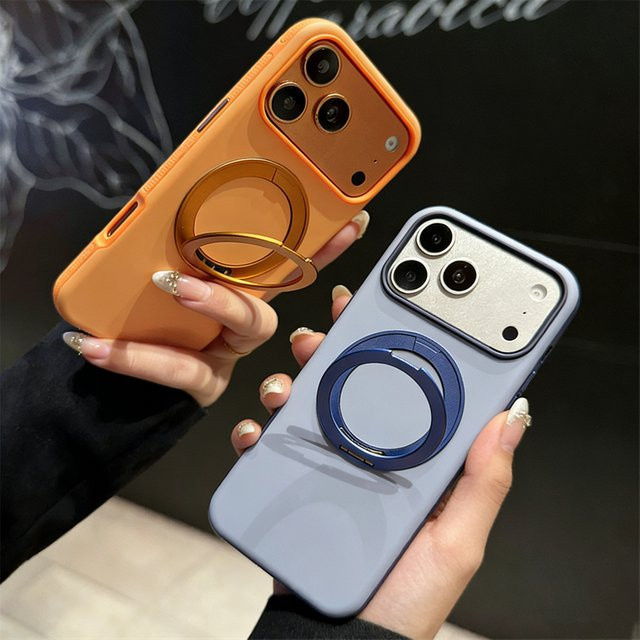SUNWARD MagSafe Handyhülle mit 360 Grad drehbarem Ringständer für iPhone, stoßfeste matte Abdeckung in Grau - Bild 1