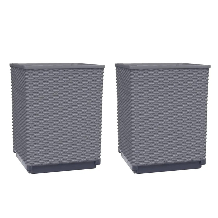 vidaXL Pflanzkübel Set aus Polypropylen, 2 Stück, Dunkelgrau, B/T/H: 30 x 30 x 37 cm - Bild 2