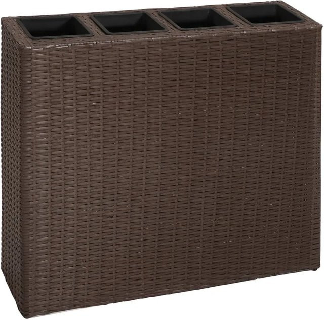 vidaXL Garten-Hochbeet aus Poly Rattan mit 4 Töpfen in Braun - Bild 1