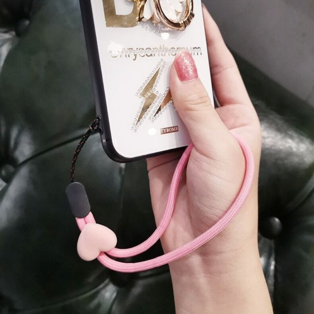 Buntes Handy Lanyard mit Herz-Design und einstellbarem Seil als elastisches Handgelenk-Schlaufe für dein Smartphone in Pink und Multicolour - Bild 1