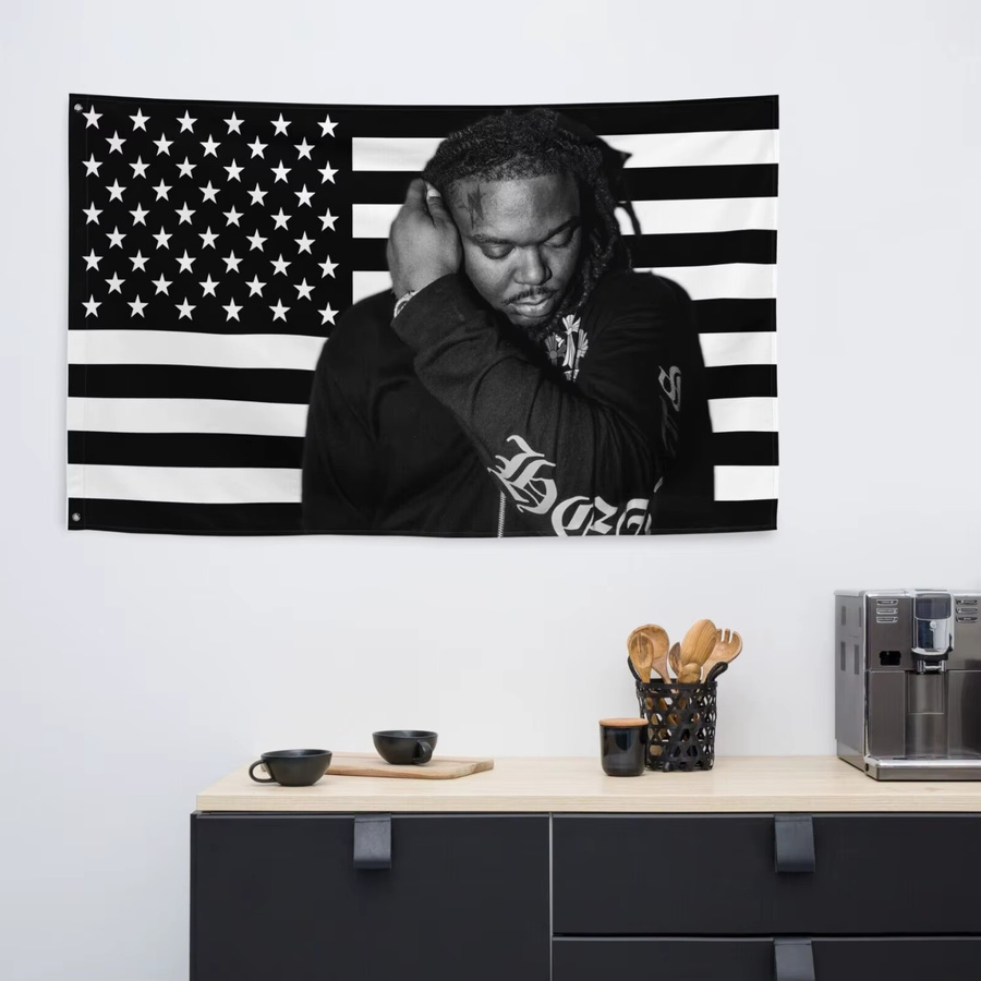 LUCKI Wandteppich Amerikanische Flagge mit Sternen und Streifen in Schwarz, Rechteckiges Textil-Banner - Bild 3