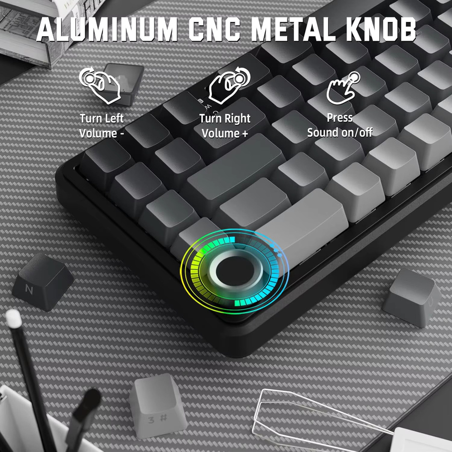 ATTACK SHARK X66 Kabellose mechanische Gaming-Tastatur mit RGB, 66 Tasten, Hot-Swap und linearen Schaltern, Weiß - Bild 3