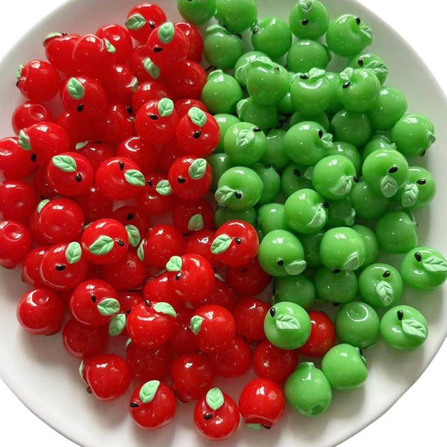 Miniatur-Apfel-Cabochons aus Kunstharz in Grün und Rot für DIY-Handwerk und Weihnachtsdekoration, 6 oder 12 Stück - Bild 1