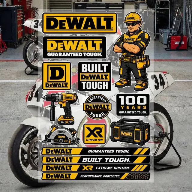 DEWALT Graffiti-Aufkleber aus wasserfestem PVC in Multicolour für Auto, Motorrad, Skateboard und Helm - Bild 1