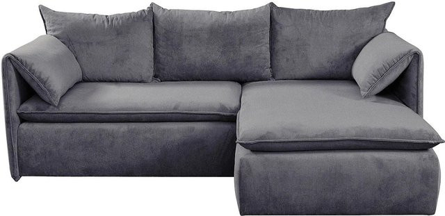 Vente-unique Schlafsofa Teodora in Blau mit Cord-Bezug und L-Form, Breite: 230 cm - Bild 1
