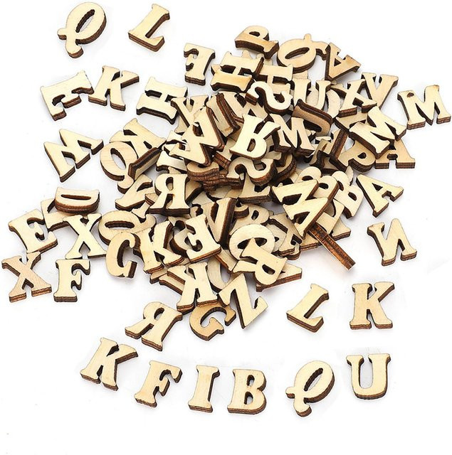 Tooarts DIY Log Buchstabenform Holz, Lernspielzeug, 200 Stücke, beige - Bild 1