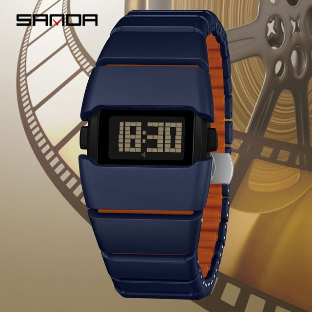 SANDA Digitaluhr, Herren, Blau, Kunststoff, Quarz - Bild 1