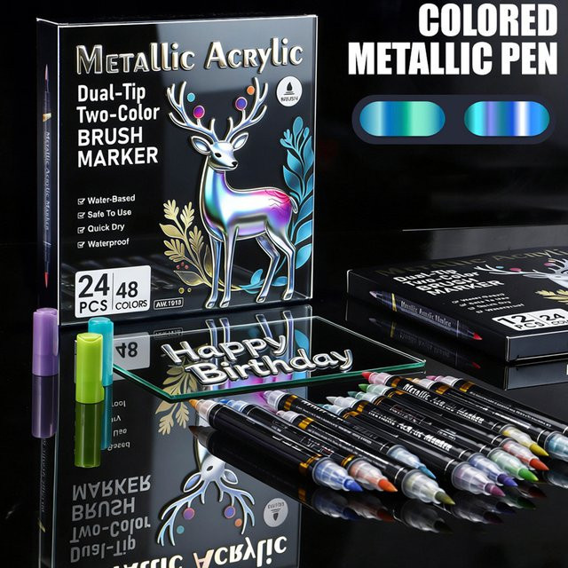 Haile Metallic-Acrylmarker doppelseitig, wasserfester Permanent-Stift in Multicolor für DIY-Handwerk und Graffiti-Kunst - Bild 1