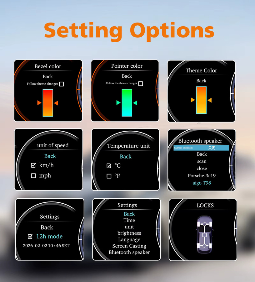 Hizpo Digitales Auto-Armaturenbrett für Porsche Cayenne 2002-2009 mit Android Auto und Carplay, Digitales Cluster-Instrumentenanzeige und Tachometer in Schwarz - Bild 6