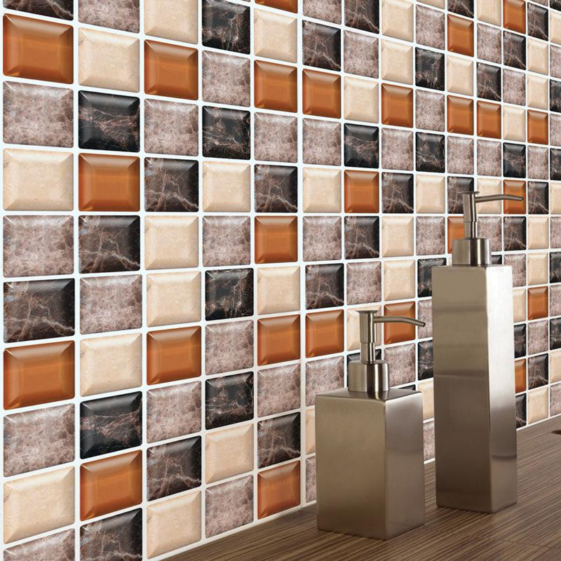Wipon Selbstklebende Marmor-Wandfliesen in Mehrfarbig, Wasserdichte Aufkleber für Küchenrückwände und Badezimmer, 6 Stück, B/H: 20 x 20 cm - Bild 2