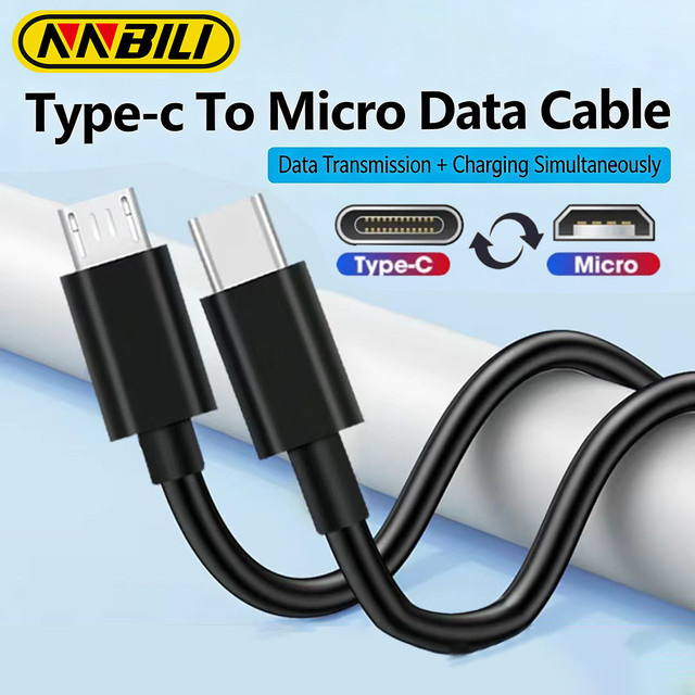 NNBILI USB-C auf Micro-USB OTG Adapterkabel für schnelles Laden und Datenübertragung, 480 Mbit/s, in Schwarz oder Weiß - Bild 1