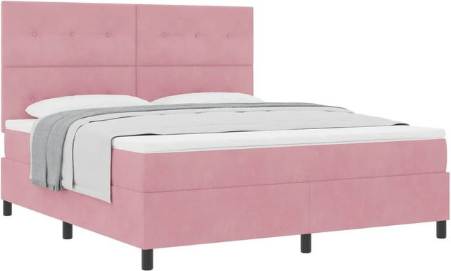 vidaXL Boxspringbett mit Matratze und Kopfteil in Rosa, B/T/H: 180 x 200 x 128 cm - Bild 1