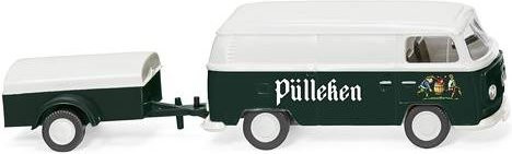 Wiking Modell Volkswagen T2 Kastenwagen mit Anhänger in Weiß und Veltins-Grün H0 - Bild 1