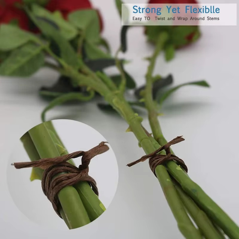 Beiger floraler Eisenbindungs-Stieldraht aus Papier für Blumensträuße und DIY-Bastelarbeiten, 55 Yards, 2 mm Durchmesser - Bild 3