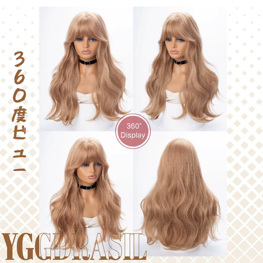 YGGDRASIL Haarperücke, synthetisch, champagneblond, gewellt, mit Pony, Damen - Bild 4