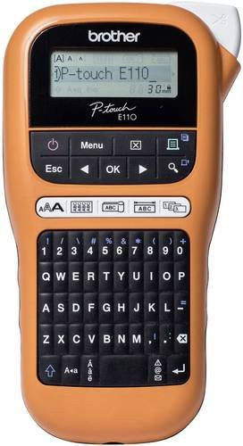 Brother P-touch E110 Beschriftungsgerät mit QWERTZ-Tastatur und Thermal Transfer Technologie in Schwarz und Orange - Bild 1
