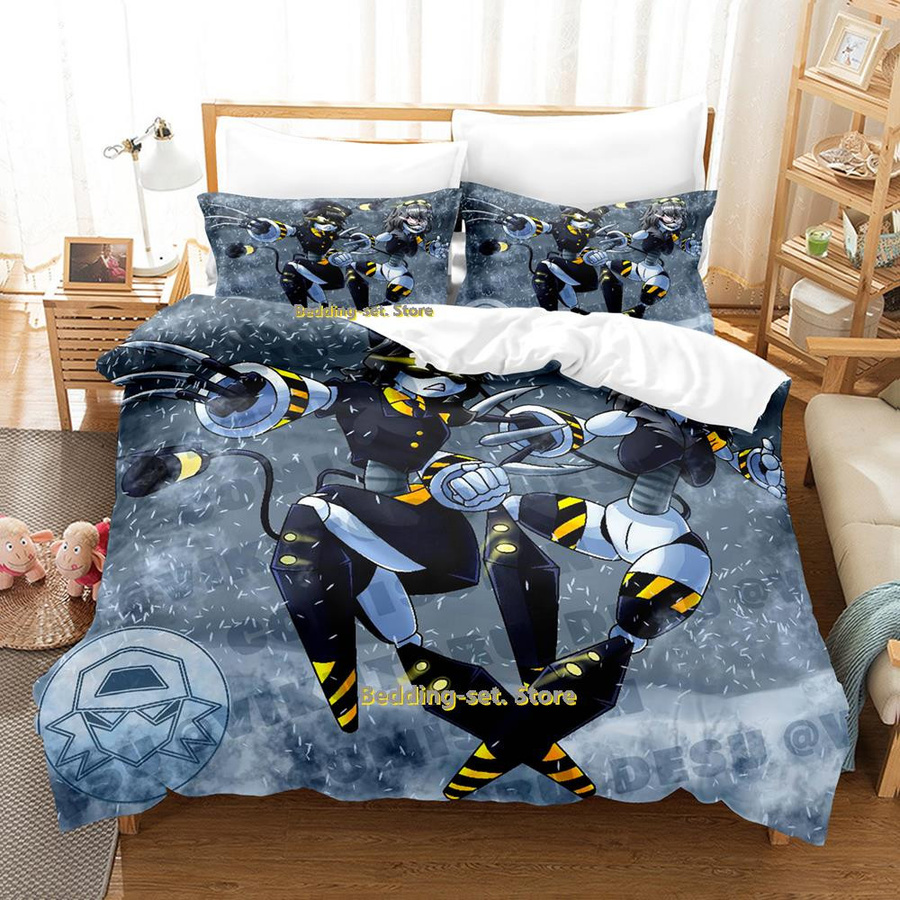 Dreiteiliges Morddrohnen Bettwäsche-Set im Cartoon Anime Design für Erwachsene und Kinder, 3D Kawaii Queen Size, B/H: 135 x 200 cm - Bild 1