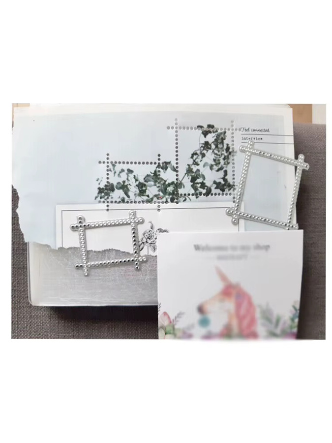 Metall Schneideschablone Rechteck Rahmen für Scrapbooking und DIY Bastelarbeiten in Silber - Bild 2