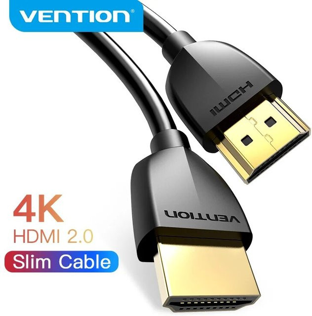 Vention HDMI Kabel 4K 60Hz 3D mit vergoldeten Anschlüssen in Schwarz - Bild 1