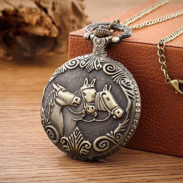 Taschenuhr auf Kette, Messing, Quarz, Gold, Damen - Bild 1
