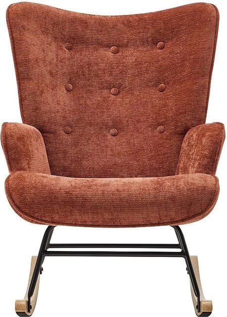 Vente-unique Sessel Elmina mit gerader Rückenlehne in Terracotta meliert aus Stoff und Holz, Breite: 86 cm, Tiefe: 91 cm, Höhe: 68 cm - Bild 1