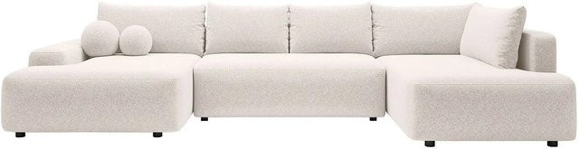 Vente-unique Schlafsofa Daviso in L-Form, Farbe Cremefarben/Beige, Stoff, Breite: 360 cm - Bild 1