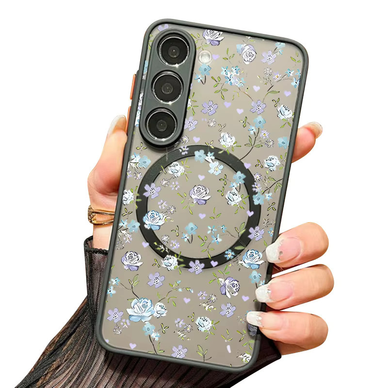 Magnetische Handyhülle mit Blumenmuster für Samsung Galaxy S26 S25 S24 S23 Ultra S25 S24 FE A17 A37 A56 A55 A36 A16 in Schwarz und Mehrfarbig aus Acryl - Bild 2