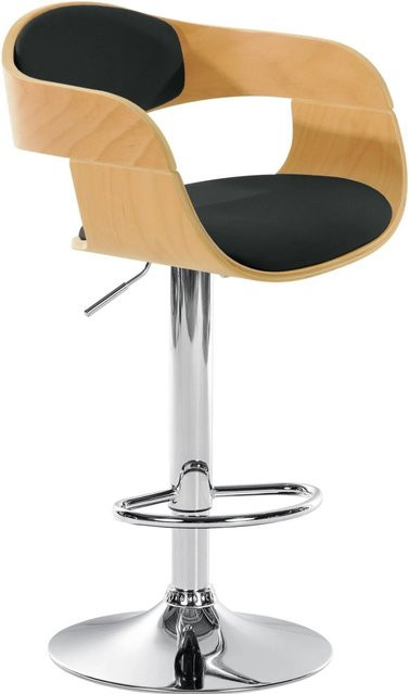 DELUKE Barhocker NADAN höhenverstellbar und drehbar aus Kunstleder in Natura/schwarz, B/T/H: 50 x 48 x 88 cm - Bild 1