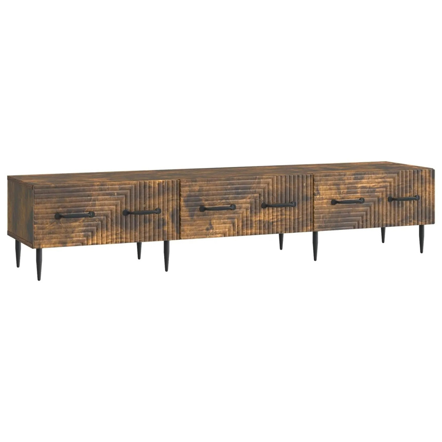 vidaXL TV-Schrank aus Holzwerkstoff in Geräucherte Eiche, Modernes Design, B/T/H: 147 x 34,5 x 30 cm - Bild 2