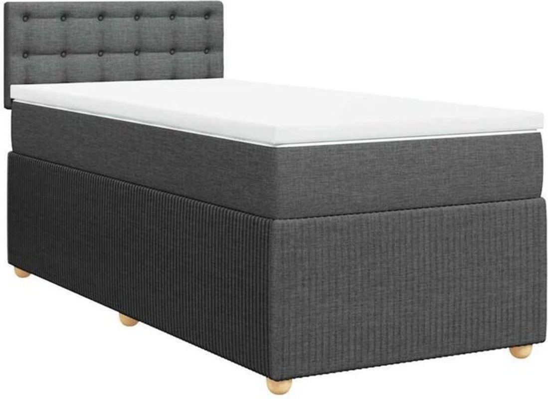 vidaxl Boxspringbett mit Matratze aus Stoff in Grau B/T/H: 100 x 200 x 100,5 cm - Bild 1