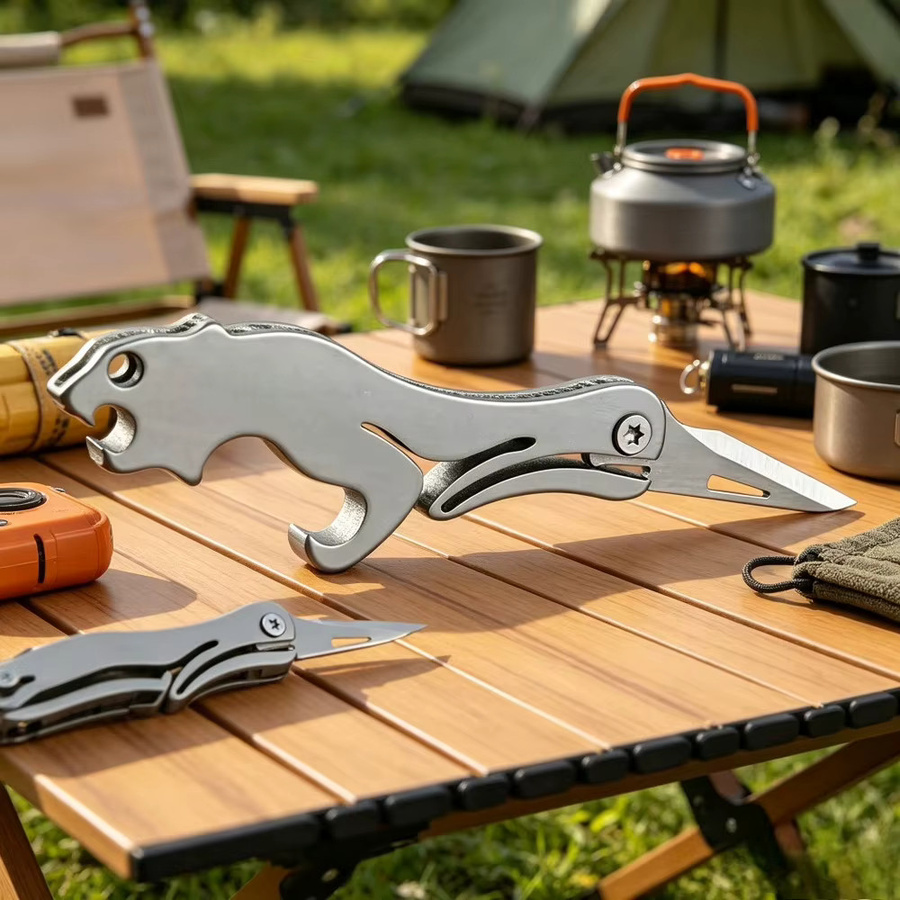 JIANLAI Mini-Klappmesser aus Titan-Legierung in Grau als tragbarer Schlüsselanhänger und Taschenmesser zum Auspacken - Bild 2
