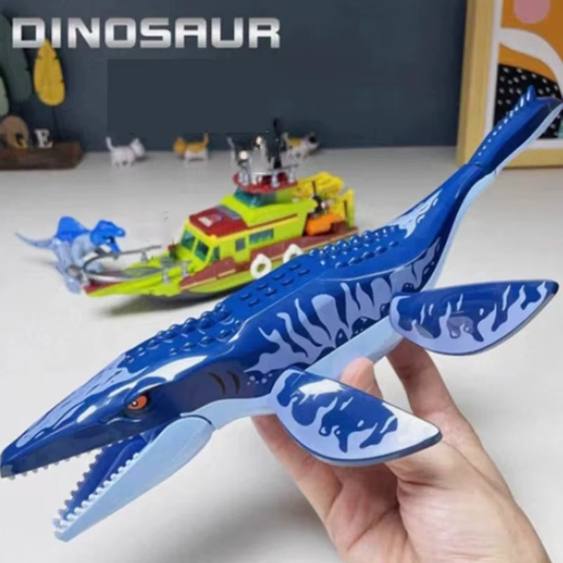 Mengwoha Jurassic Welt Mosasaurus Angriff Schiff Bausteine Set mit Dinosaurier und Fahrzeugen in Mehrfarbig - Bild 5