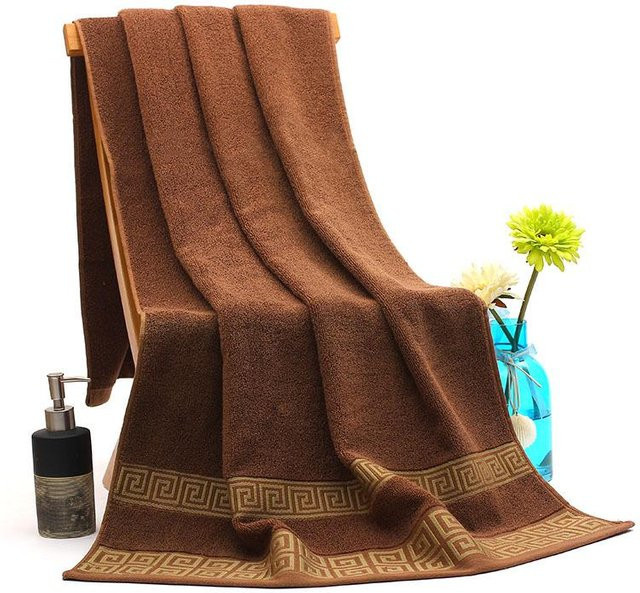 Yiran bag Badehandtuch aus 100% Baumwolle mit Punkte-Design in Braun, B/T: 70 x 140 cm - Bild 1