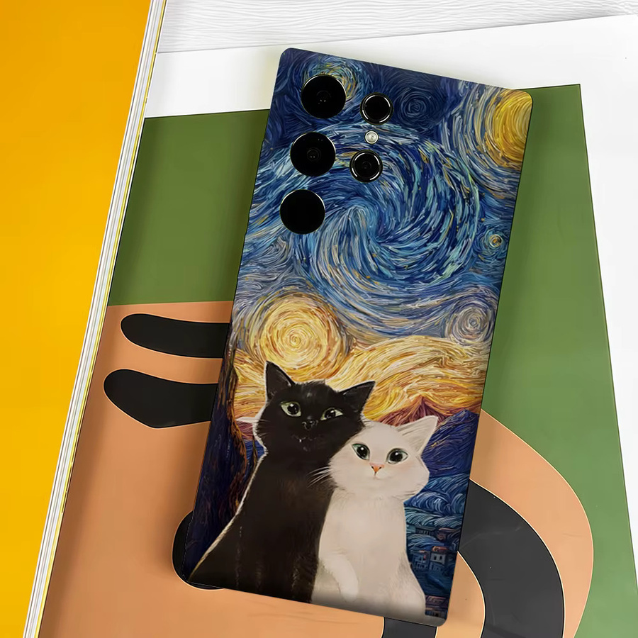 Stoßfeste Doppelschicht Handyhülle mit Sternennacht-Katzen Motiv für Samsung Galaxy S26 S25 Ultra S24 S23 Ultra Plus in Multicolour - Bild 4